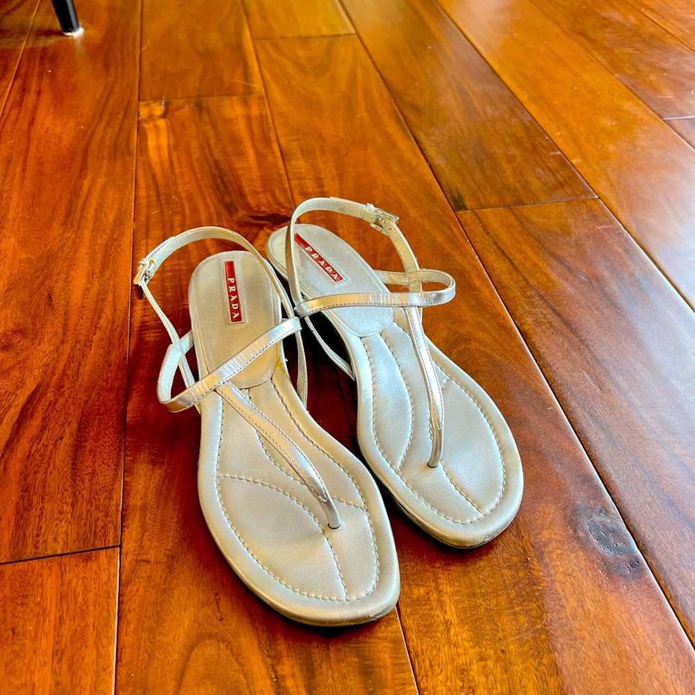 T-Strap Prada Wedge Sandal